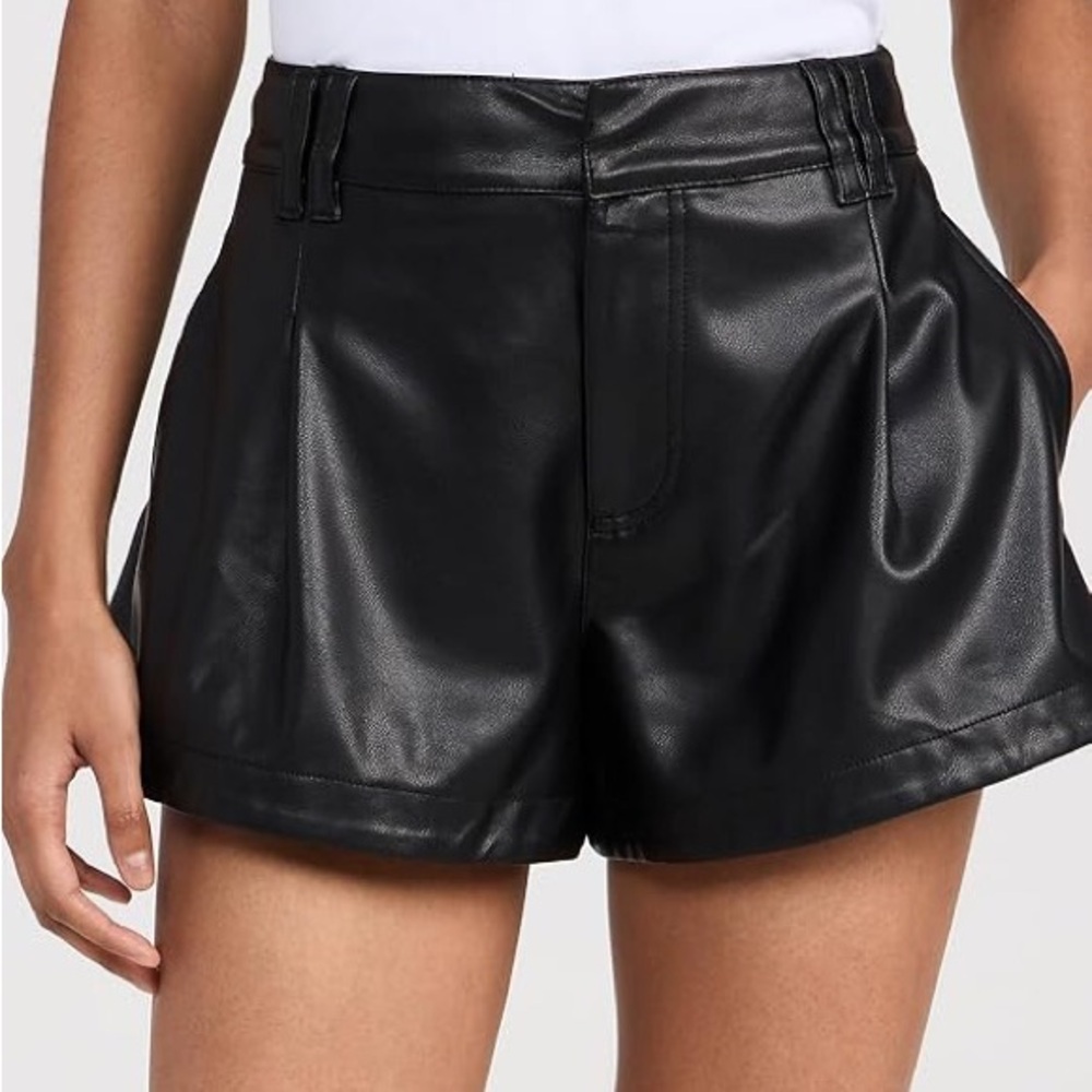Free People Free Reign vegan black leather shorts